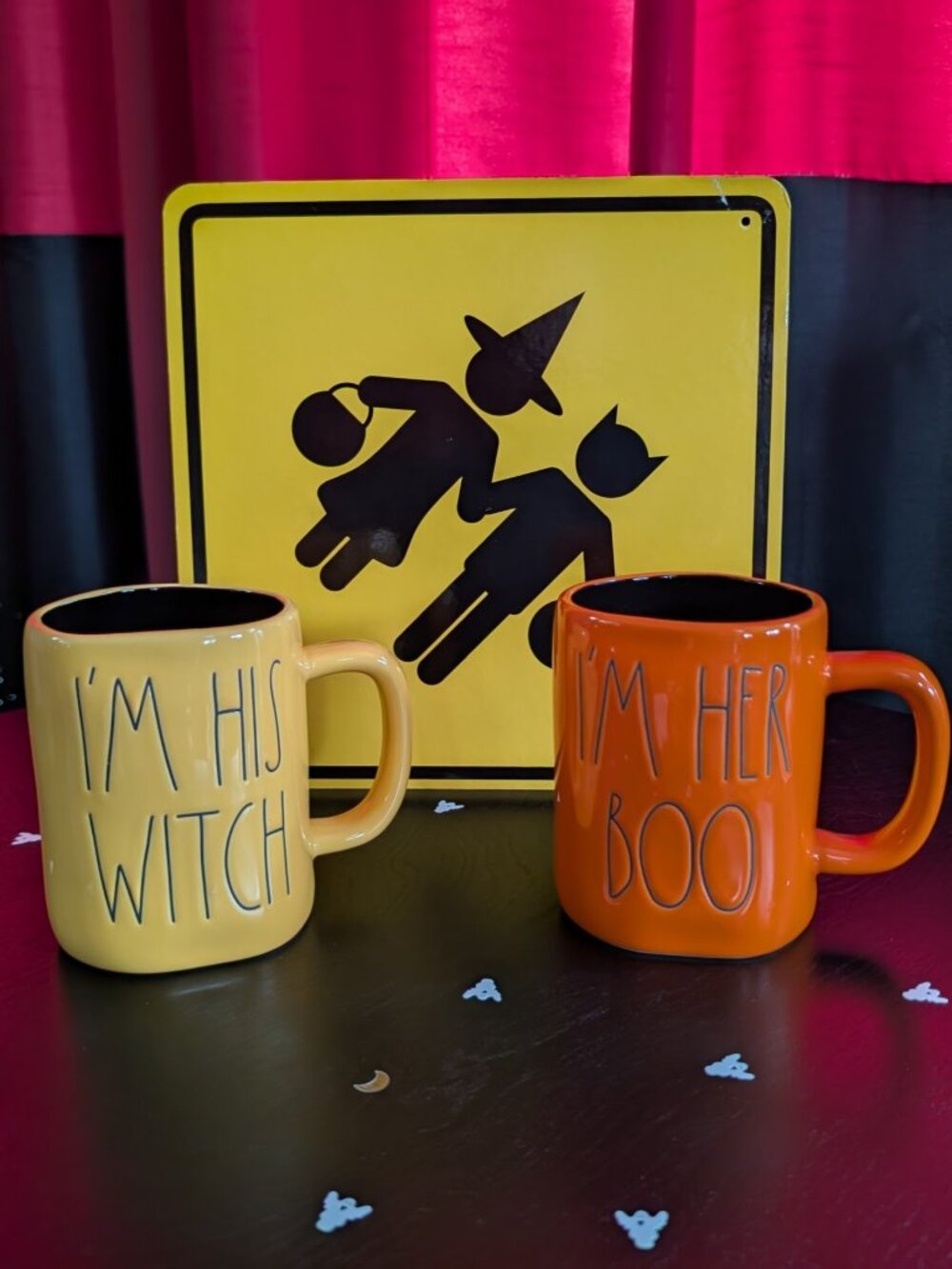 2 Rae Dunn Mugs: His Witch & Her Boo